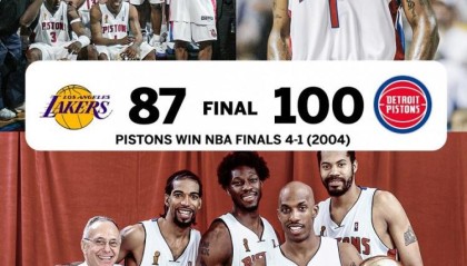 21年前的今天：平民活塞4-1绅士横扫”豪华F4“湖人 夺队史第三冠